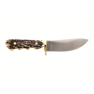 Uncle Henry Stagalon Fixed Blade Knife 4.62" Skinner 7Cr17MoV Stainless Blade Bonelon Handle Stag - Uncle Henry