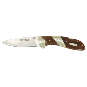 Old Timer Lockback Folder 32OT Pocket Knife 3.4" Drop Point Stainless Steel Satin Blade Wood Handle - Old Timer
