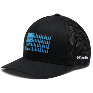 Columbia Mens Tree Flag Mesh Hat Large/XL Black/Compass Blue - Columbia