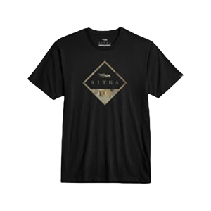 SITKA GEAR Men's Optifade Badge Short Sleeve Crew Neck T Shirt Black/Waterfowl Marsh Medium