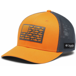 Columbia Mens PFG Fish Flag Mesh Ball Cap Large/XL Orange Blast/City Gray/Trout Flag - Columbia