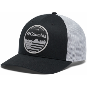 COLUMBIA Mens Mesh Ball Cap Large/XL Black/ Gray/Flag
