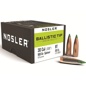NOSLER Ballistic Tip Hunting 30 Caliber (308 Diameter) Bullets 168 Grain Polymer Tip Box of 50