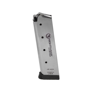 Nighthawk Custom 1911 Government, Commander Magazine with Extended Base Pad 45 ACP 8-Round Stainless Steel - Nighthawk Custom
