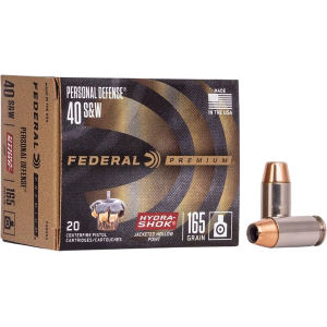 eral Premium Personal Defense 40 S&W 165 Grain Federal Hydra-Shok Jacketed Hollow Point Box Of 20 Ammo