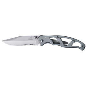 Gerber Paraframe I Pocket Knife 3.01" Partially Serrated Clip Point Stainless Steel Satin Blade Stainless Steel Handle Gray - Gerber