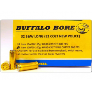 BUFFALO Bore 32 S&w Long Ammo 100 Grain Wadcutter Box Of 20