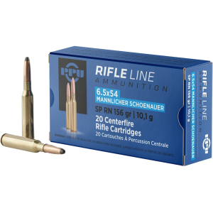 PPU 6.5x54mm Mannlicher-Schoenauer Ammo 156 Grain Jacketed Soft Point Box of 20 - Ppu