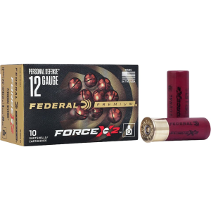 Federal Premium Personal Defense Force X2 12 Gauge Ammo 2-3/4 #00 Buckshot 9 Pellets Box Of 10 eral Premium Personal Defense Force X2 12 Gauge 2-3/4 #00 Buckshot 9 Pellets Box Of 10 Ammo