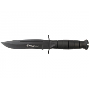 Smith & Wesson CKSUR1 Fixed Blade Knife 6.03" Drop Point 7Cr17MoV Black Blade Rubber Handle Black - Smith & Wesson