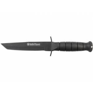 Smith & Wesson Search & Rescue Fixed Blade Knife 6.03" Tanto Point 7Cr17MoV Black Blade Rubber Handle Black - Smith & Wesson