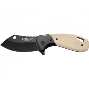 Camillus Chonk Pocket Knife 2.75" Drop Point 440 Black Blade G-10 Handle Tan - Camillus