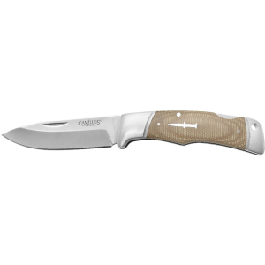 Camillus Classic Pocket Knife 3.25" Drop Point 440 Satin Blade Micarta Handle Tan - Camillus