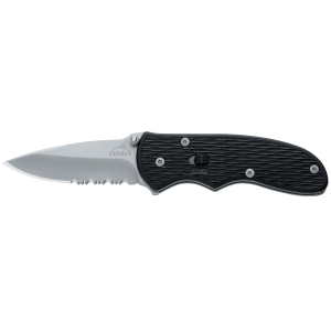 Gerber Mini Fast Draw Assisted Opening Pocket Knife 2.1" Partially Serrated Drop Point 7Cr17MoV Matte Blade Nylon Handle Black - Gerber