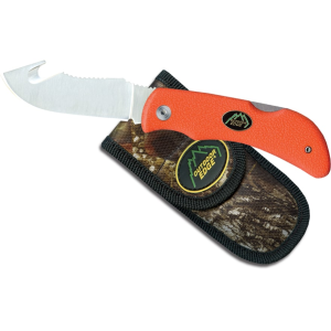 Outdoor Edge Grip-Hook Pocket Knife 3.2" Drop Point AUS-8 Satin Blade TPR Overmold Handle Orange - Outdoor Edge