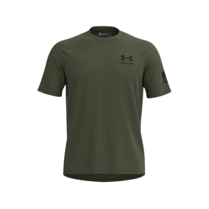 UNDER ARMOUR Men's Freedom Tech Short Sleeve Crew Neck T Shirt Marine OD Green/Black Medium