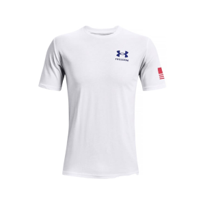 Under Armour Men's New Freedom Flag Short Sleeve Crew Neck T Shirt White/Royal Large - Under Armour