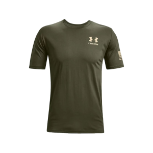 Under Armour Men's New Freedom Flag Short Sleeve Crew Neck T Shirt Marine Olive Drab/Desert Sand XL - Under Armour