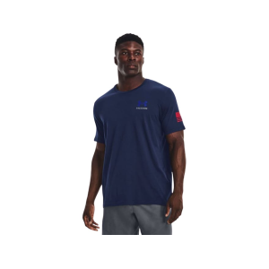 Under Armour Men's New Freedom Flag Short Sleeve Crew Neck T Shirt Academy/Red/Royal Medium