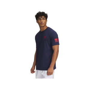 Under Armour Men's Freedom Flag Gradient T Shirt Midnight Navy/Red 2XL - Under Armour