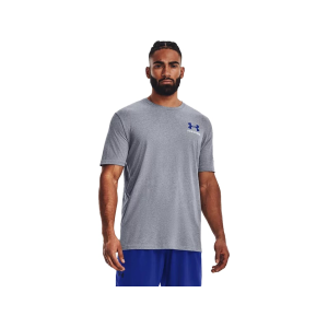 Under Armour Men's New Freedom Banner Short Sleeve Crew Neck T Shirt Steel Medium Heather/Royal/Red XL - Under Armour