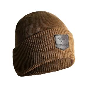 Kings Camo Men's Cuffed Leather Patch Beanie Khaki One Size Fits Most