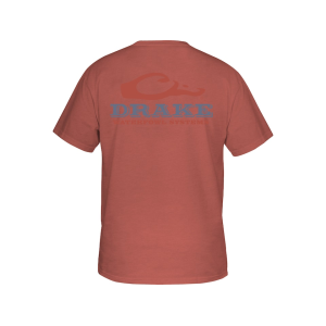 Drake Men's Logo Short Sleeve Crew Neck T Shirt Barn Red Light Heather 2XL - Drake
