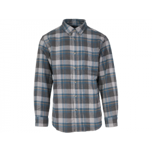 MIDWAYUSA Men's Everyday Flannel Long Sleeve Shirt Blue/Charcoal Large