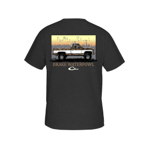 Drake Men's Old School Chevy Short Sleeve Crew Neck T Shirt Charcoal Heather 2XL - Drake