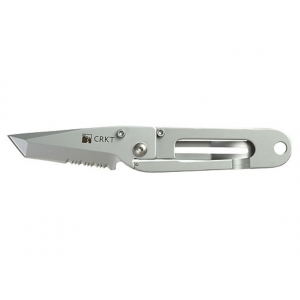 CRKT K.I.S.S. Pocket Knife 2.25" Partially Serrated Tanto Point 420J2 Satin Blade Stainless Steel Handle Stainless - Crkt