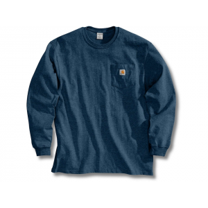 CARHARTT Men's Loose Fit Heavyweight Long Sleeve Crew Neck Pocket T Shirt Navy Large Tall
