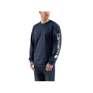Carhartt Carhartt Men's Loose Fit Heavyweight Logo Sleeve Graphic Long Sleeve Crew Neck T Shirt Navy 2XL - $32.99 at MidwayUSA