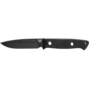 Benchmade Bushcrafter Fixed Blade Knife 4.38" Drop Point CPM CruWear Black Cerakote Blade Carbon Fiber Handle Black - Benchmade