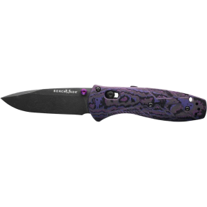Benchmade Gold Class Mini Barrage Pocket Knife 2.91" Drop Point CPM-S90V Black DLC Battlewash Blade Fat Carbon Handle Purple Haze - Benchmade