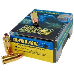 651815024158 BUFFALO Bore 9mm Luger Ammo 115 Grain Jacketed Hollow Point Box Of 20 651815024158 666121