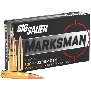  Sauer Elite Performance Match Grade 300 AAC Blackout 220 Grain Sierra MatchKing Jacketed Hollow Point Box Of 20 Ammo