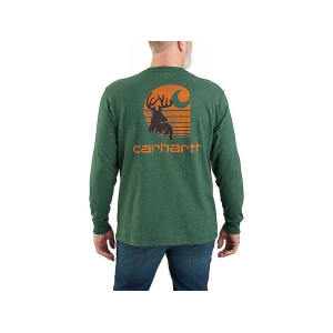Carhartt Men's Loose Fit Heavyweight Deer Graphic Long Sleeve Crew Neck Pocket T Shirt Frosted Balsam Heather Medium
