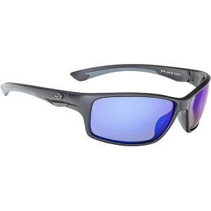 Strike King Men's SK Plus Hudson Polarized Sunglasses Matte Black Frame White Blue Mirror Lens
