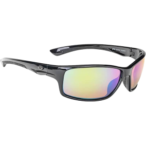 Strike King Men's SK Plus Hudson Polarized Sunglasses Shiny Black Frame Green Mirror Lens