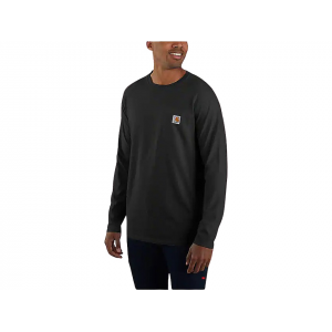 CARHARTT Men's Force Relaxed Fit Midweight Long Sleeve Crew Neck Pocket T Shirt Heather Gray 2XL