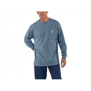 CARHARTT Men's Loose Fit Heavyweight Long Sleeve Crew Neck Pocket T Shirt Thundercloud Heather 2XL