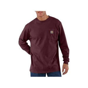 CARHARTT Men's Loose Fit Heavyweight Long Sleeve Crew Neck Pocket T Shirt Port 3XL