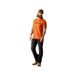 Ariat Men's Shield Flag Short Sleeve Crew Neck T Shirt Adobe Heather XL - Ariat
