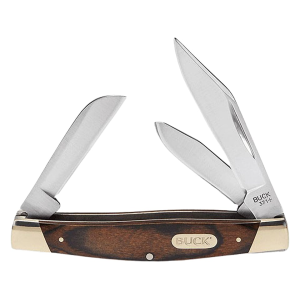 Buck Knives Stockman Pocket Knife 2.75" Clip Point 420J2 Satin Blade Wood Handle Brown - Buck Knives