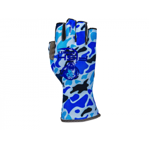 FISH MONKEY Men's Guide Fishing Sun Fishing Sun Fingerless Gloves Old School Blue 2XL