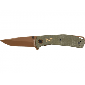 Browning Trailside Assisted Opening Pocket Knife 3" Drop Point D2 Tan Blade Micarta Handle Sage - Browning