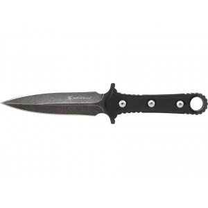 Smith & Wesson SWF606 Fixed Blade Knife 4.4" Spear Point 8Cr13MoV Stonewashed Blade TPE Handle Black - Smith & Wesson