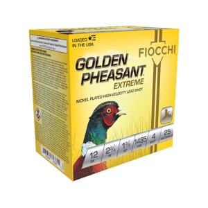 cchi Golden Pheasant 12 Gauge 2-3/4 #4 Nickel Plated Lead Shot 1-3/8 Oz Box Of 25 Ammo