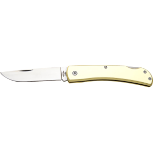 Bear & Son Farmhand Lockback Pocket Knife 3.625" Drop Point 1095 Carbon Satin Blade Aluminum Handle Yellow - Bear & Son