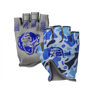 FISH MONKEY Men's Stubby Guide Fishing Sun Fishing Sun Fingerless Gloves Old School Blue 2XL